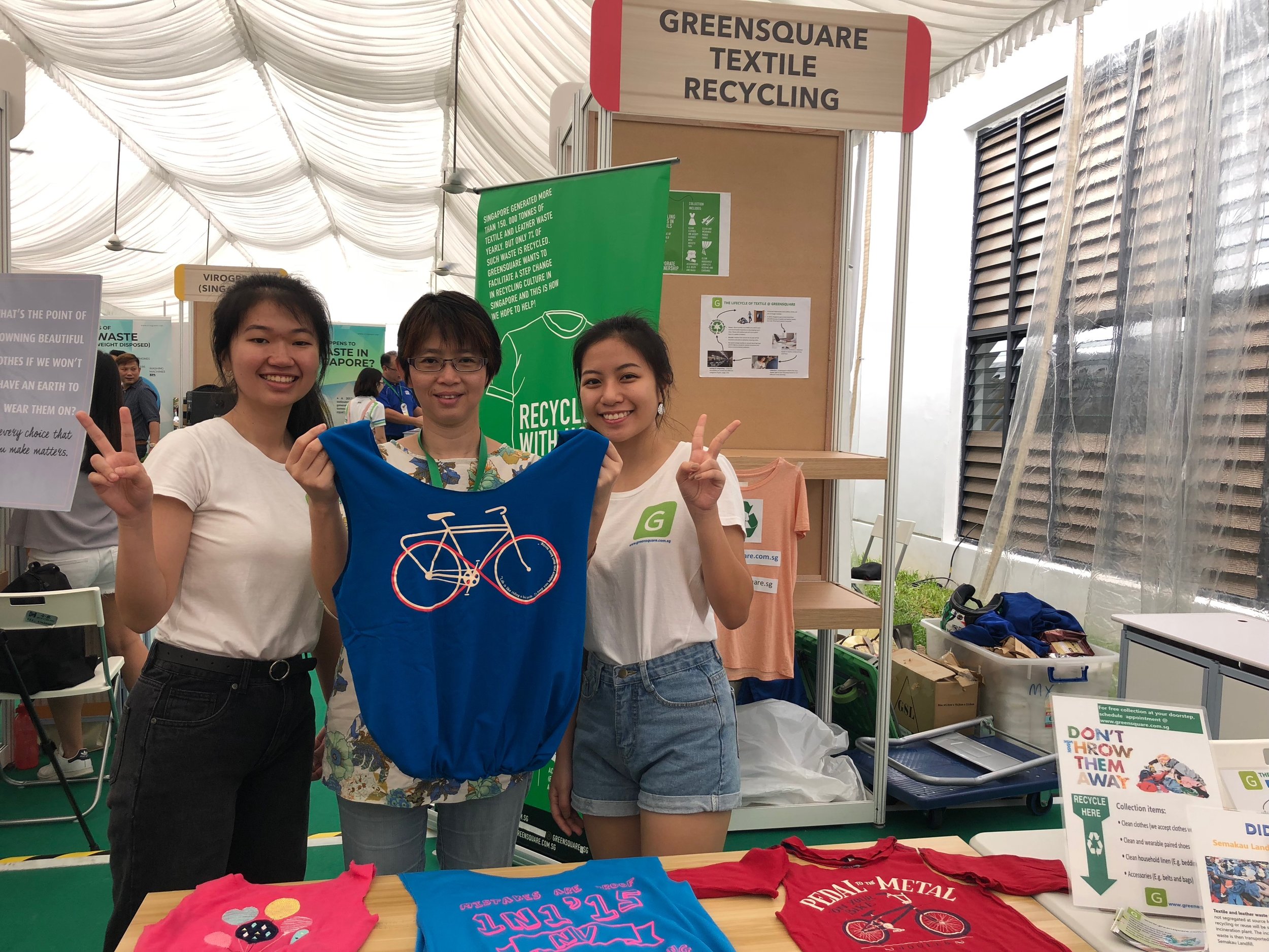 Volunteers at a textile recycling drive in Singapore